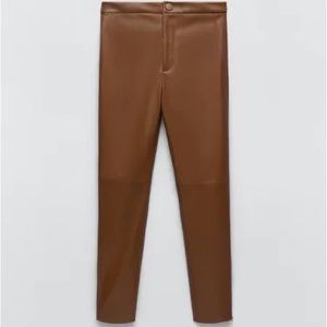 Zara Brown Leather Pants/Leggings